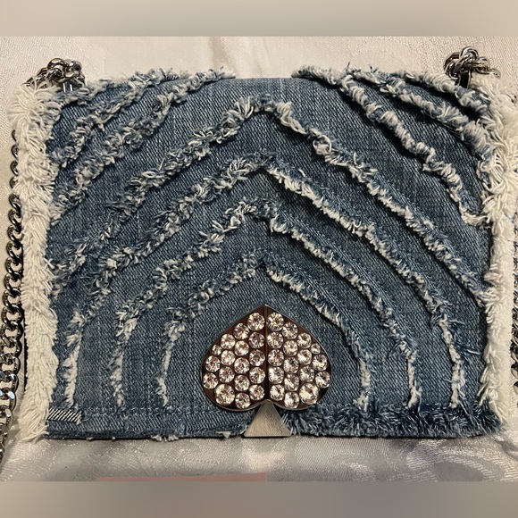 Kate Spade light denim Amelia jeweled medium convertible flap shoulder bag - Picture 2 of 13